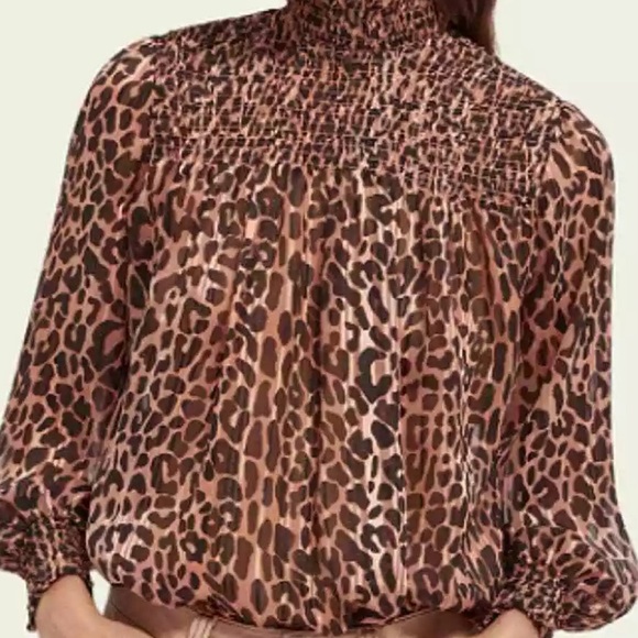 Scotch & Soda Sheer Leopard Print Long Sleeve Top - Picture 1 of 14